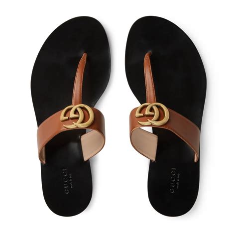 gucci leather double g sandal|Gucci Double G thong sandals.